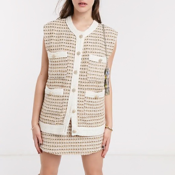 Sister Jane Tweed Cardigan Vest Women' Medium Ornate Buttons NWT Career Business - Picture 1 of 7